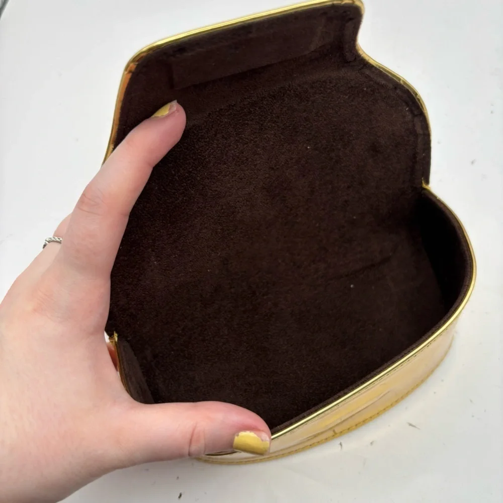 Tory Burch Gold Glasses Case with Sleek Minimalist Design